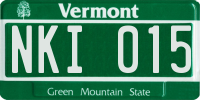 VT license plate NKI015