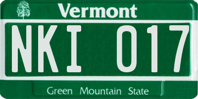 VT license plate NKI017