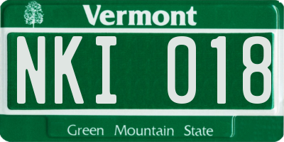 VT license plate NKI018