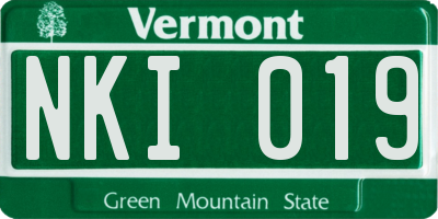 VT license plate NKI019