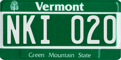 VT license plate NKI020