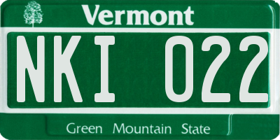 VT license plate NKI022