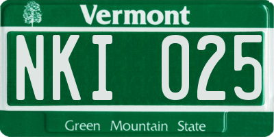 VT license plate NKI025