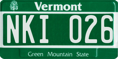 VT license plate NKI026