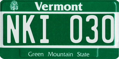 VT license plate NKI030