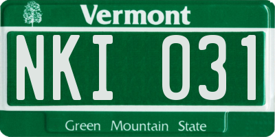 VT license plate NKI031