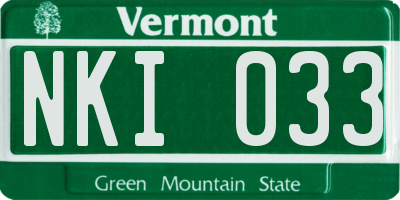 VT license plate NKI033