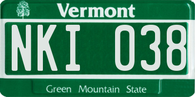 VT license plate NKI038