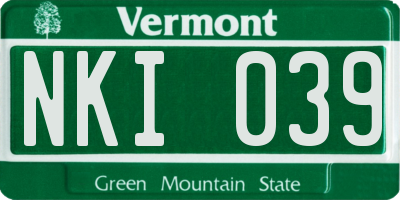 VT license plate NKI039