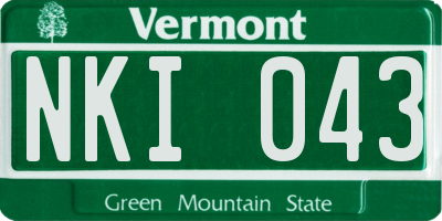 VT license plate NKI043