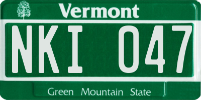 VT license plate NKI047