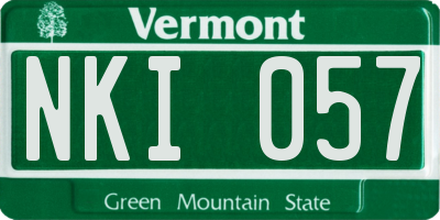 VT license plate NKI057