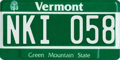 VT license plate NKI058