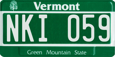 VT license plate NKI059