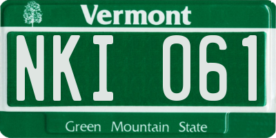 VT license plate NKI061