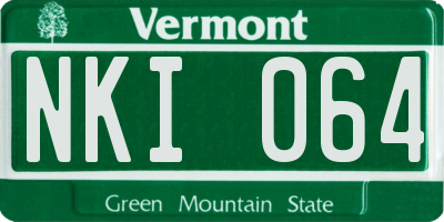 VT license plate NKI064
