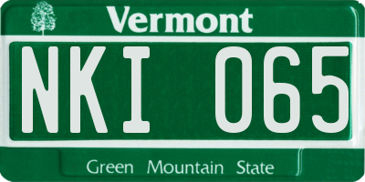 VT license plate NKI065