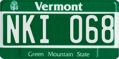 VT license plate NKI068