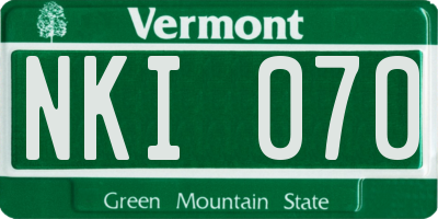 VT license plate NKI070