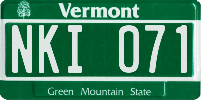 VT license plate NKI071