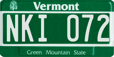 VT license plate NKI072
