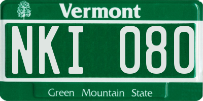 VT license plate NKI080