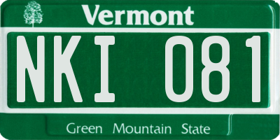 VT license plate NKI081