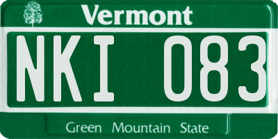 VT license plate NKI083