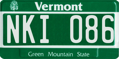 VT license plate NKI086