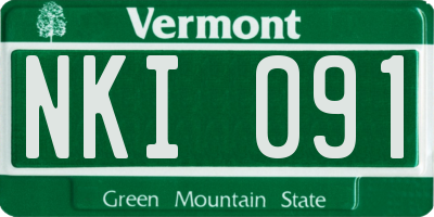 VT license plate NKI091