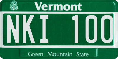 VT license plate NKI100