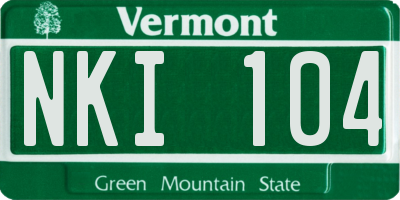 VT license plate NKI104