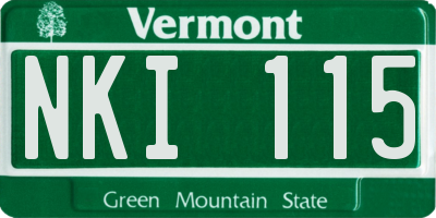 VT license plate NKI115
