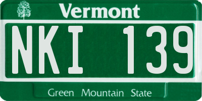VT license plate NKI139