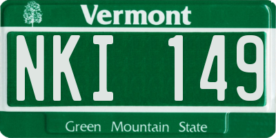 VT license plate NKI149