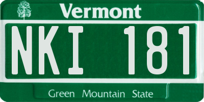 VT license plate NKI181