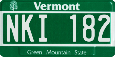 VT license plate NKI182