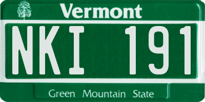 VT license plate NKI191