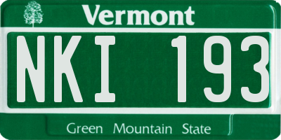 VT license plate NKI193