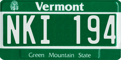 VT license plate NKI194