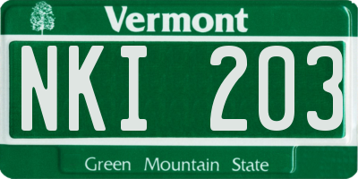 VT license plate NKI203