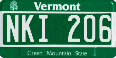 VT license plate NKI206