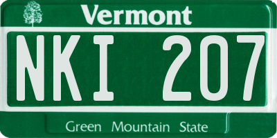VT license plate NKI207