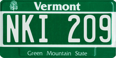 VT license plate NKI209