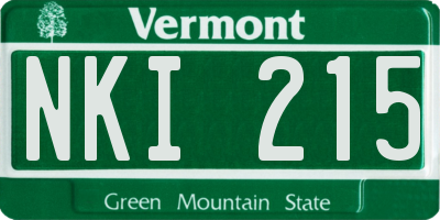 VT license plate NKI215
