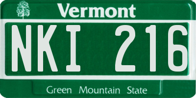 VT license plate NKI216
