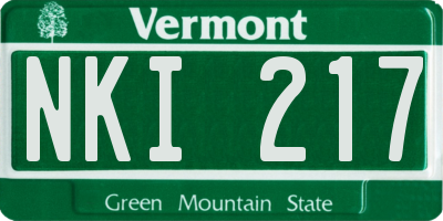 VT license plate NKI217