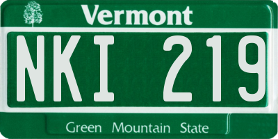 VT license plate NKI219