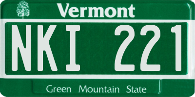 VT license plate NKI221