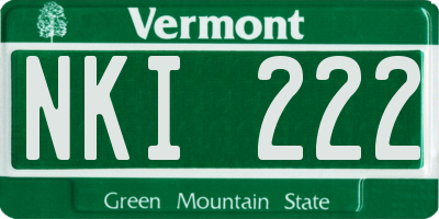 VT license plate NKI222